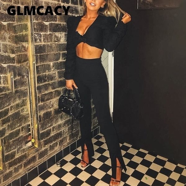 

women front slit slim fit pencil pants solid color high waist pants elegant office ladies trousers workwear chic streetwear y200113, Black;white