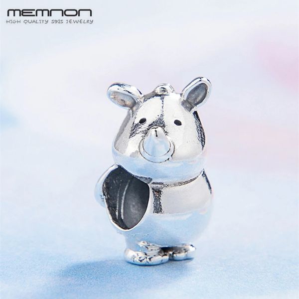 Otantik 925 Sterling Gümüş Yaz Boncukları Rino Rhinoceros Charms, Avrupa Pandora Tarzı Takı Bilezikleri Kadınlar İçin DIY DIY 798023