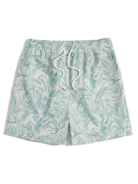 

romwe guys marble print shorts l2ja#, White;black