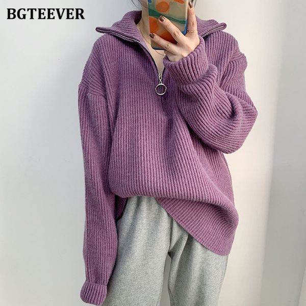 

thick turtleneck zippers women sweaters jumpers for women 2021 autumn winter loose full sleeve female knitted pullovers, White;black