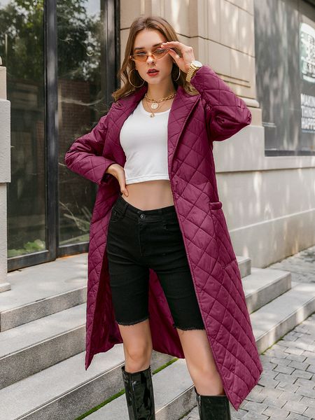 

cotton padded long winter coat female casual pocket sash women parkas high street tailored collar stylish overcoat 2020 l220725, Black