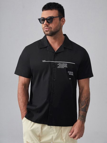 

extended sizes men slogan graphic shirt d8nu#, White;black
