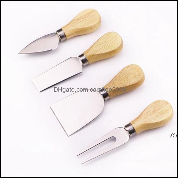 Cucinare strumenti per pasticceria cucina da pranzo barre da pranzo giardino 4 pezzi/set coltelli set di bardo set di quercia in legno manico in legno a forma di formaggio kit kit kitch