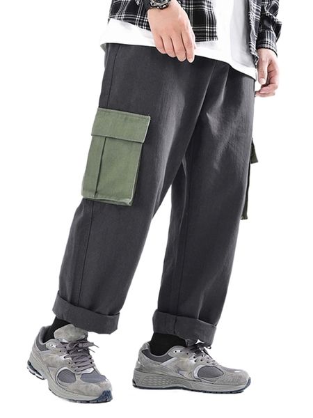 

men contrast flap pocket cargo pants o0w0#, Black