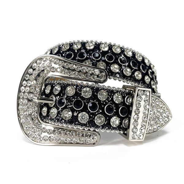 

large size rhinestones belts western cowgirl cowboy bling crystal studded leather belt removable buckle for men women designer bel3408, Black;brown
