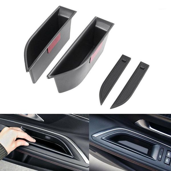 Auto Organizer 1/2 Pcs Armlehne Box Für 3008 3008GT 2022 Hohe Qualität Schwarz Automobil Vorne Innen Tür Lagerung