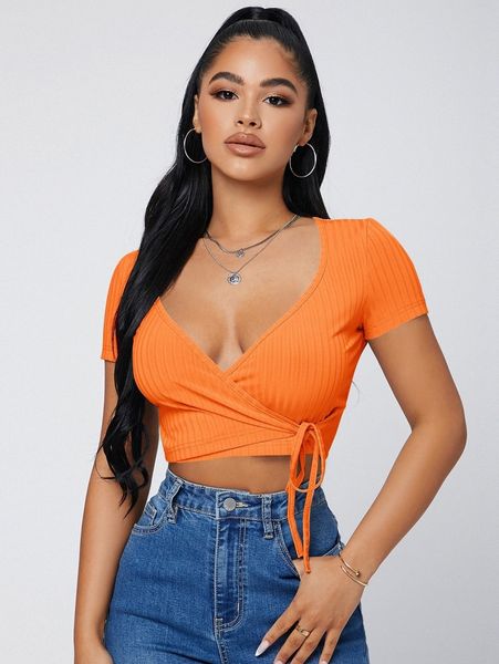 

sxy surplice neck knot side v3n8#, White