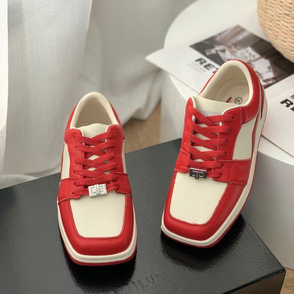 

square toe casual shoes new breathable couple shoe thick sole sneakers with box, Black