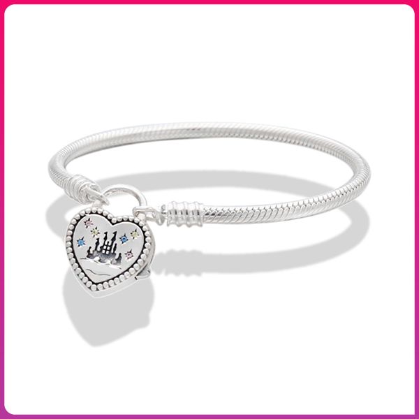 

925 silver bangle charms shiny zircon castle beads fit pandora bracelet jewelry diy, Black