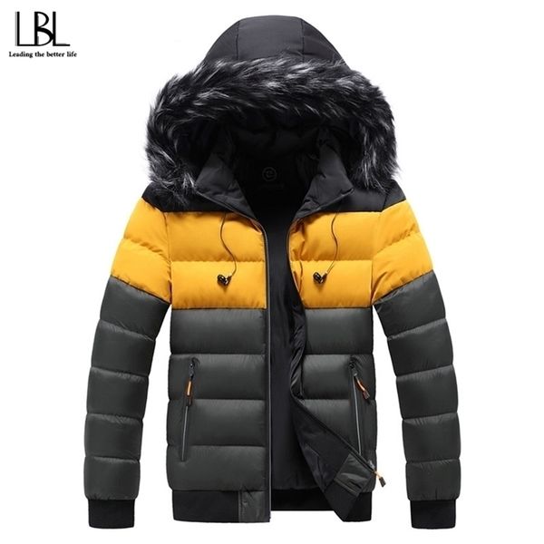 

men parkas winter casual warm thick waterproof jacket coat men autumn outwear windproof hat parkas jacket men 5xl 201128, Black