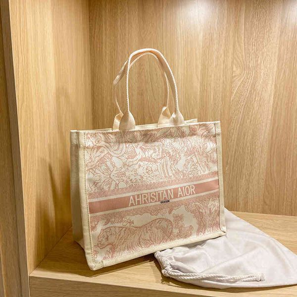

fashion big hand-held tote embroidery canvas bag large capacity bag