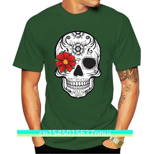 Personalidade básica dia do crânio morto gráfico calavera cinco de camiseta para homens lazer exército verde mens camiseta marca 220702