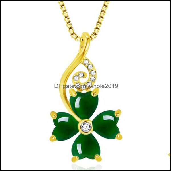 

pendant necklaces clover necklace green jade gemstones gold sier for women jewelry birthday gift choker ch bdehome dhehi, Silver