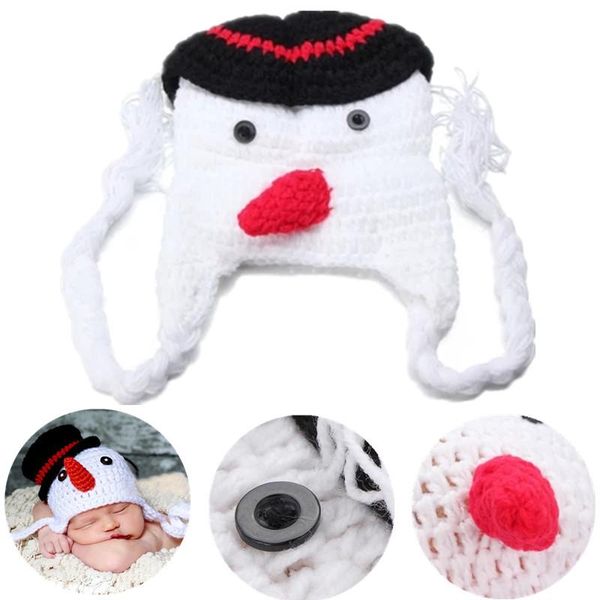 Kapaklar şapkalar bebek 0-6 aylık kardan adam ponhy props kapak el yapımı tığ işi şapka çocuk po aksesuarları kaplar