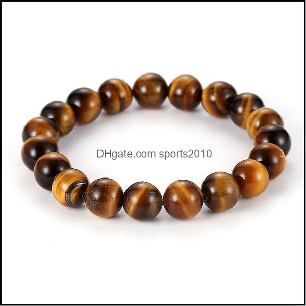 Arti e mestieri 6 mm 8 mm 10 mm Marrone occhio di tigre pietra perline braccialetto filo donna uomo amante energia curativa yoga gioielli sport2010 Dhsqm