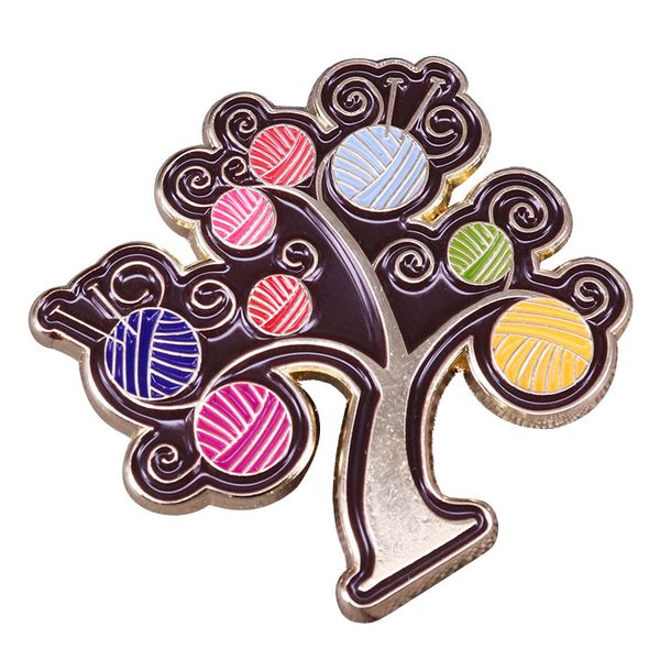 

yarn tree pretty knitting lover brooch pins enamel metal badges lapel pin brooches jackets jeans fashion jewelry accessories, Blue