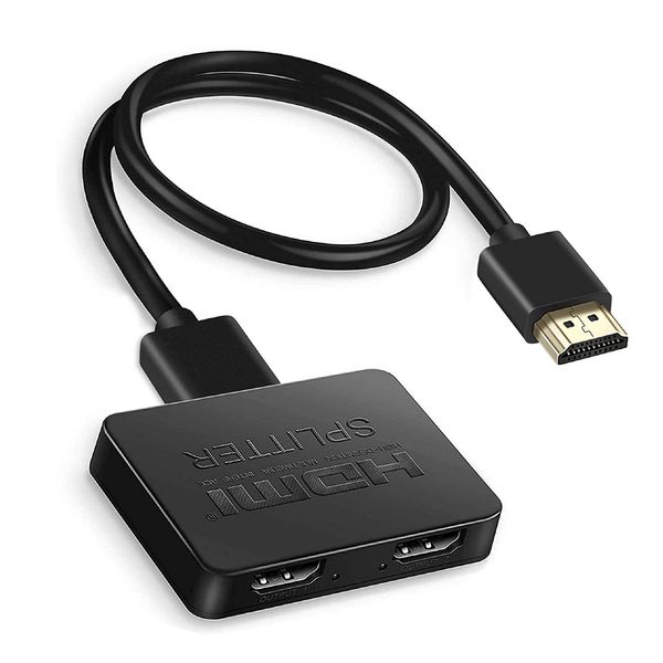 

hdmi splitter 1 in 2 out 4k for dual monitors duplicate/mirror only 1x2 splitters 1 to 2 amplifier for full hd 1080p 3d with cable