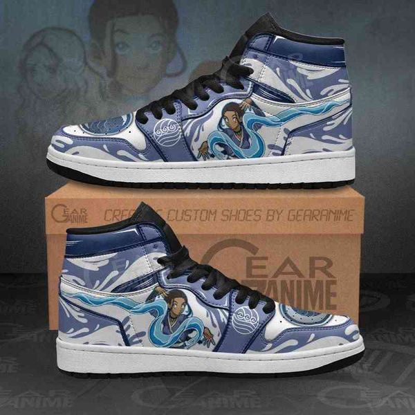 

katara sneakers custom avatar the last airbender anime shoes, Black