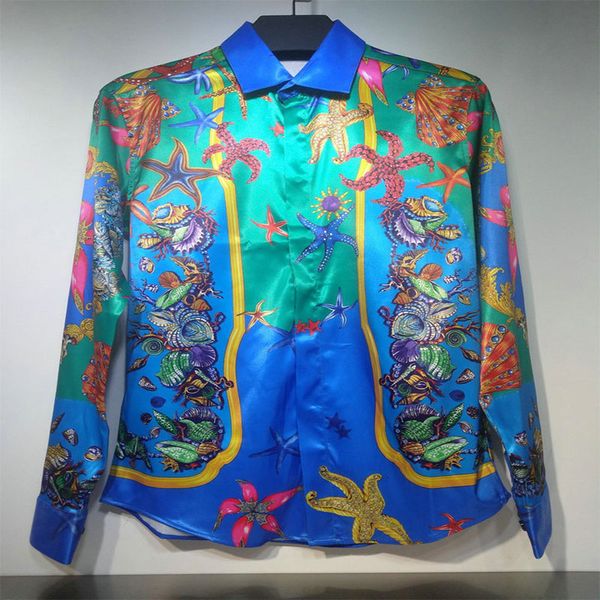 

mens casual shirts men formal shirts long sleeves floral print loose fashion fit men's designer menswear, White;black