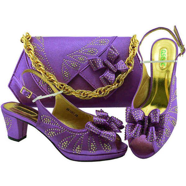 Scarpe eleganti Set di scarpe e borse dal design italiano Borse abbinate africane da donna Fucsia nigeriano 220722