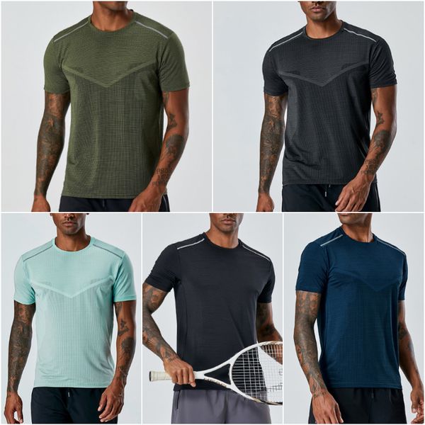 

ll-a19 mens gym yoga outfit summer exercise fitness wear sportwear running short sleeve train shirts outdoor fast dry big size