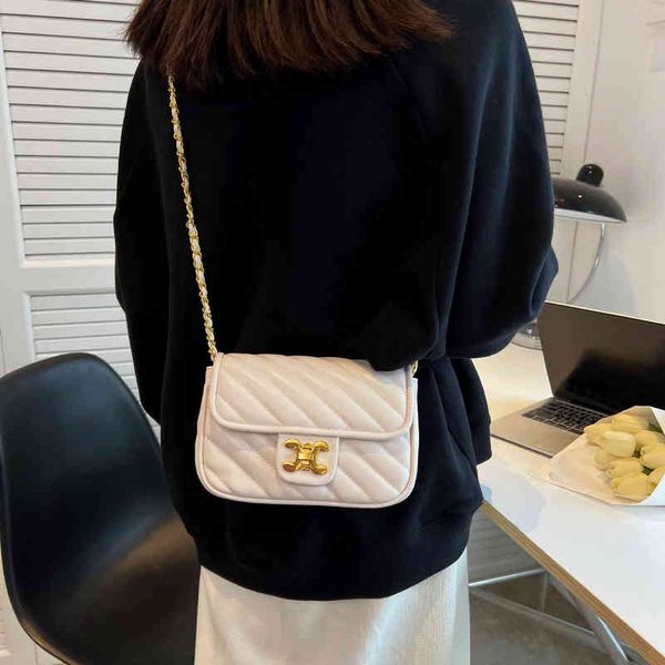 

the new designer handbags small fragrance ling checkered chain bag women's 2022 dign white texture crossbody
