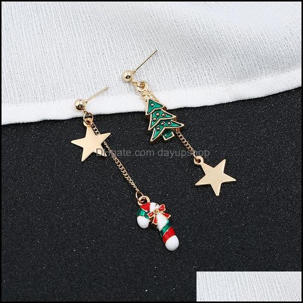

charm earrings jewelry christmas ornaments stylish tree star pentagram letter asymmetric for gift drop dhsg8, Golden