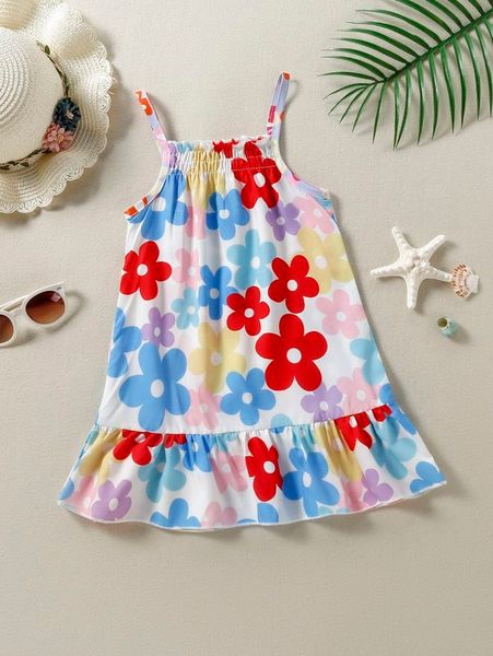 

toddler girls floral ruffle hem cover up she, Blue