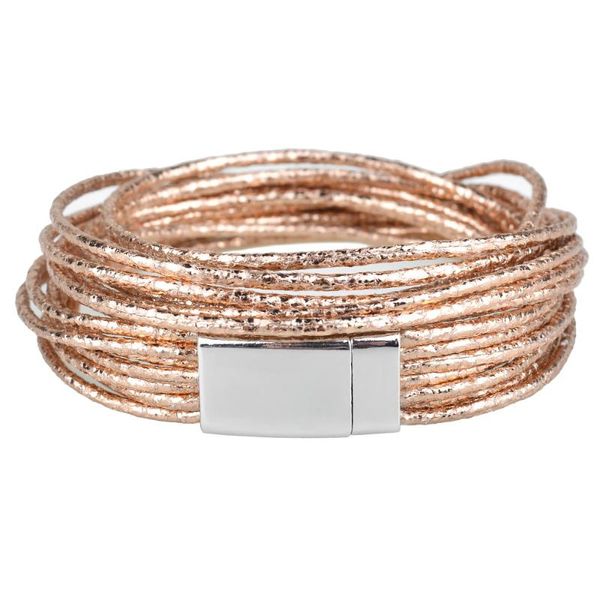 Braccialetti di fascino Kirykle 4 colori Bracciale metallico più strati avvolgenti in pelle Classa magnetica di alta qualità per WOMENCHARM