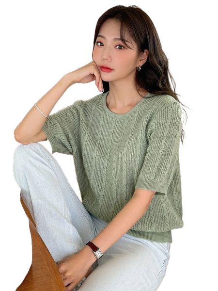 

dazy puff sleeve cable knit h7ka#, White;black