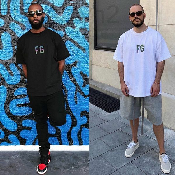 

men's t-shirts designer feel of god fg colorful reflective large loose fog trendy high street t-shirt short sleeve truv2022, White;black