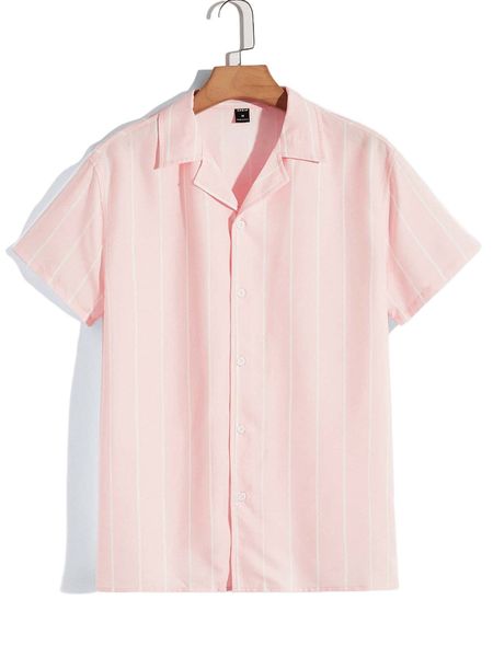 

men striped lapel collar shirt 91vq#, White;black