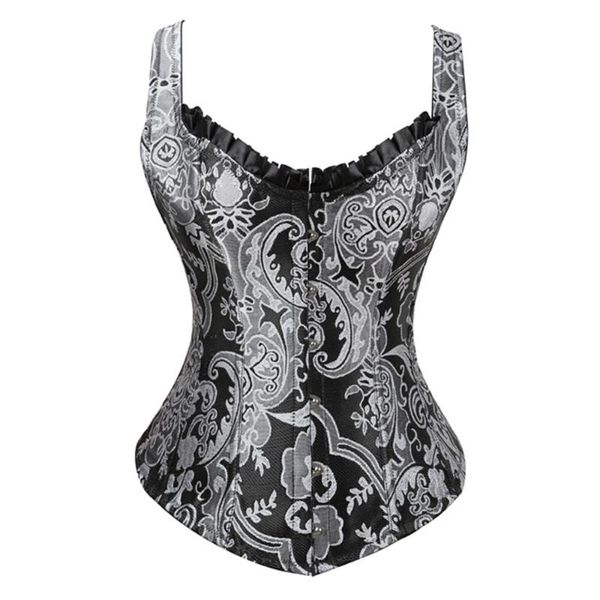 Bustier Corsetti Steampunk Cinghie Overbust Corsetto Sexy Jacquard Floreale Vita Cincher Bustier Lace Up Corsetto Lingerie Top Plus SizeBustie