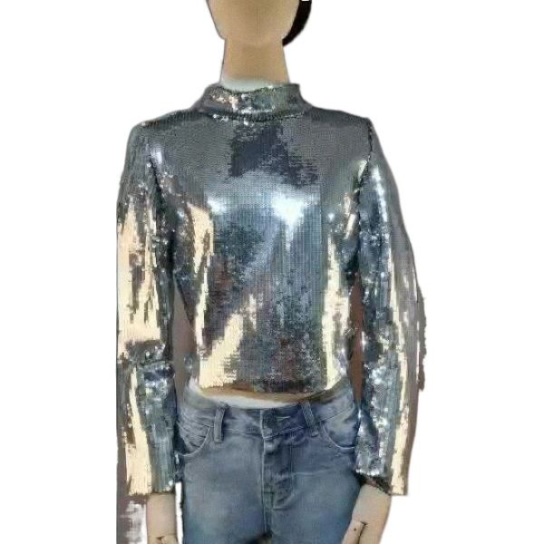 

factory wholesale spring new fashion nightclub style full sequin navel slim female stage outfit b4cn#, White