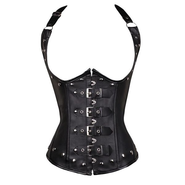 Bustiers Corsets Steampunk Corset Faux Leather Trainer Sexy Women's Dailter Dawered Underbust Cupse Body Shaper Plus Sizebustiers