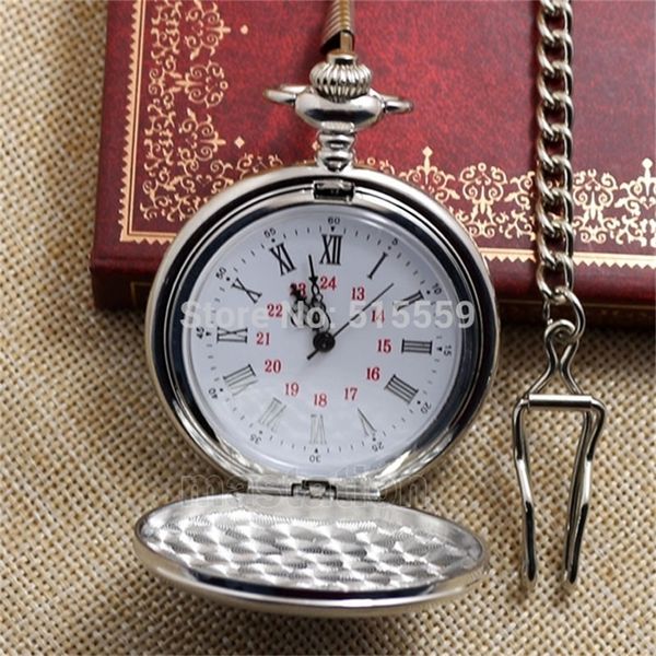 50pcslot posted silver roman gal pocket watch vinatge mens Quartz Pocket Watch Watch Watch Whate Wholesale T200502