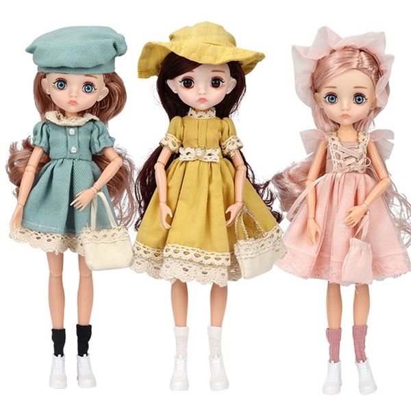 Bonecas 16 Blyth Movable Ball Joints Doll With Coffee Hair Fashion Shoes Dress Up Babies Babies Brown Eyes Dolls para Girl Toys 220826
