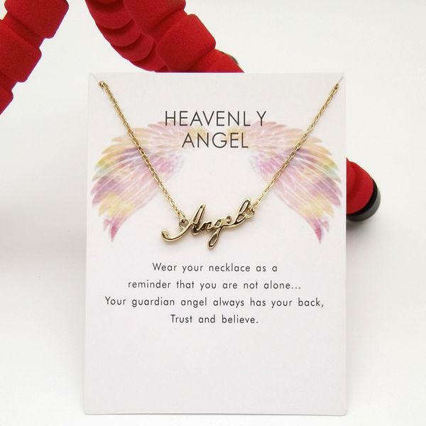 

letter angel pendant angel collarbone short necklace, Silver