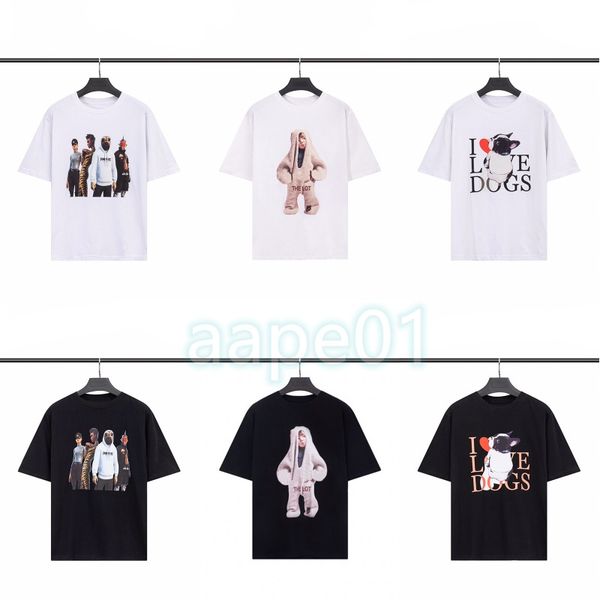 

fashion trend mens t shirts womens personality dog head print couples short sleeve tees asian size m-2xl, White;black