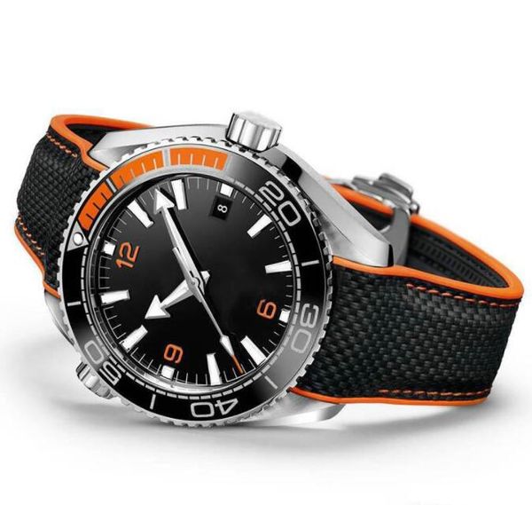 

classic sapphire mens men orange automatic watches movement mechanical luxurys watch rubber strap masters james bond 007 600m montre de luxe, Slivery;brown