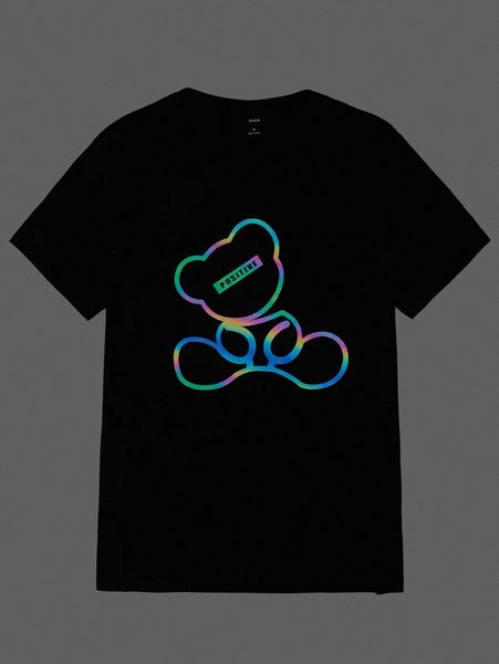 

men cartoon print reflective tee w9uk#, White;black