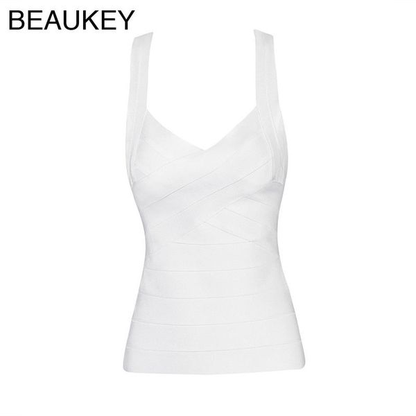 

long fashion straps knitted elastic women tank rayon womens bandage 210414, White