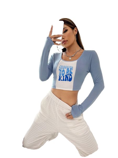 

slogan graphic colorblock crop tee v5wf#, White