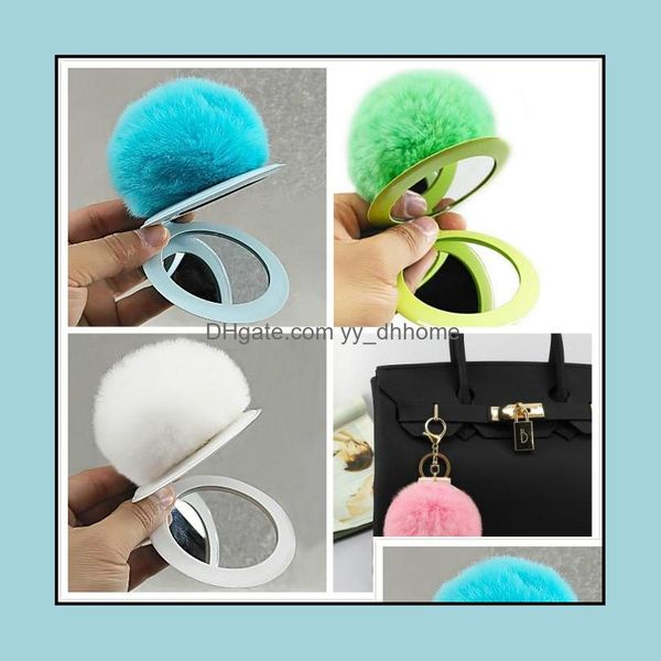 Portachiavi Accessori moda Nuovo Puff Ball There Specchio Bambini Donne Anelli Borsa per auto Android Babbo Natale Portachiavi Regalo Consegna di goccia all'ingrosso