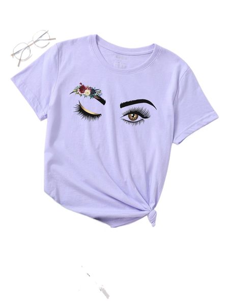 

figure & floral print tee z0sh#, White