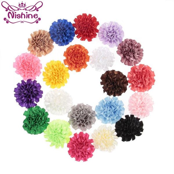 

nishine chic satin rolled flower flatback ribbon flower for diy hair accessories hair clips corsage floral295f, Slivery;white