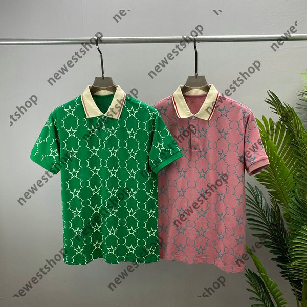 

2022 summer europe mens designer polo shirts italy men double letter print shirts polos womens patchwork star printing tshirt turn-down coll, White;black