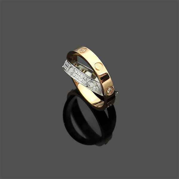 Brand New Cross Crystal Love Ring Fashion Couple Rings For Men and Women High Quality 316L Titanium Designer Rings Jewelry Gifts