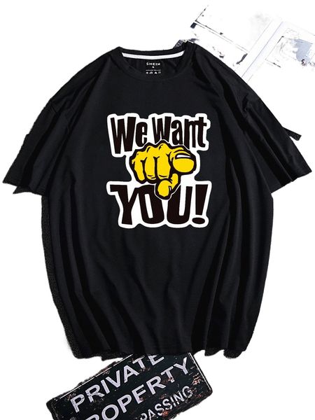 

men hand and slogan graphic tee q8ls#, White;black