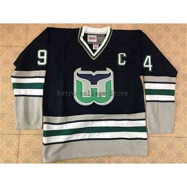 MThr 94 BRENDAN SHANAHAN Whalers Hockey Jersey Ricamo cucito Personalizza qualsiasi numero e nome Maglie